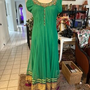 RARE Find, Green Gem & Embroidered Indian Dress